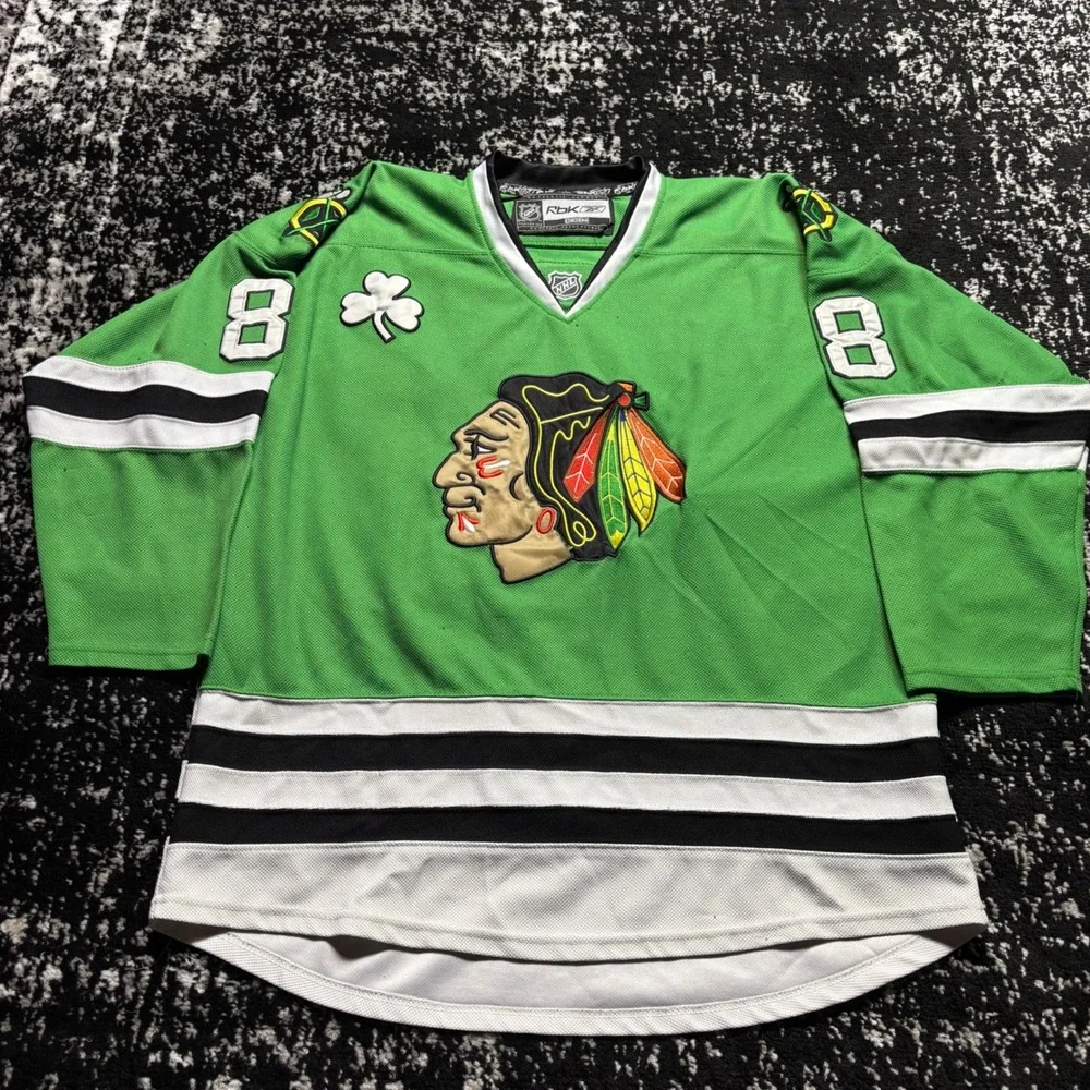 Reebok NHL Chicago Blackhawks Patrick Kane 88 St Patricks Day Green Jersey L - Picture 1 of 7